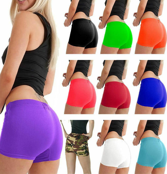 FASHIONARIE CLUB Hot Pants Mini Shorts Neon Colors New Ladies Stretch Shorts Womens Hot Pants Elasticated Waist Knickers Gym Sports Wear Shorts Sizes S-XL
